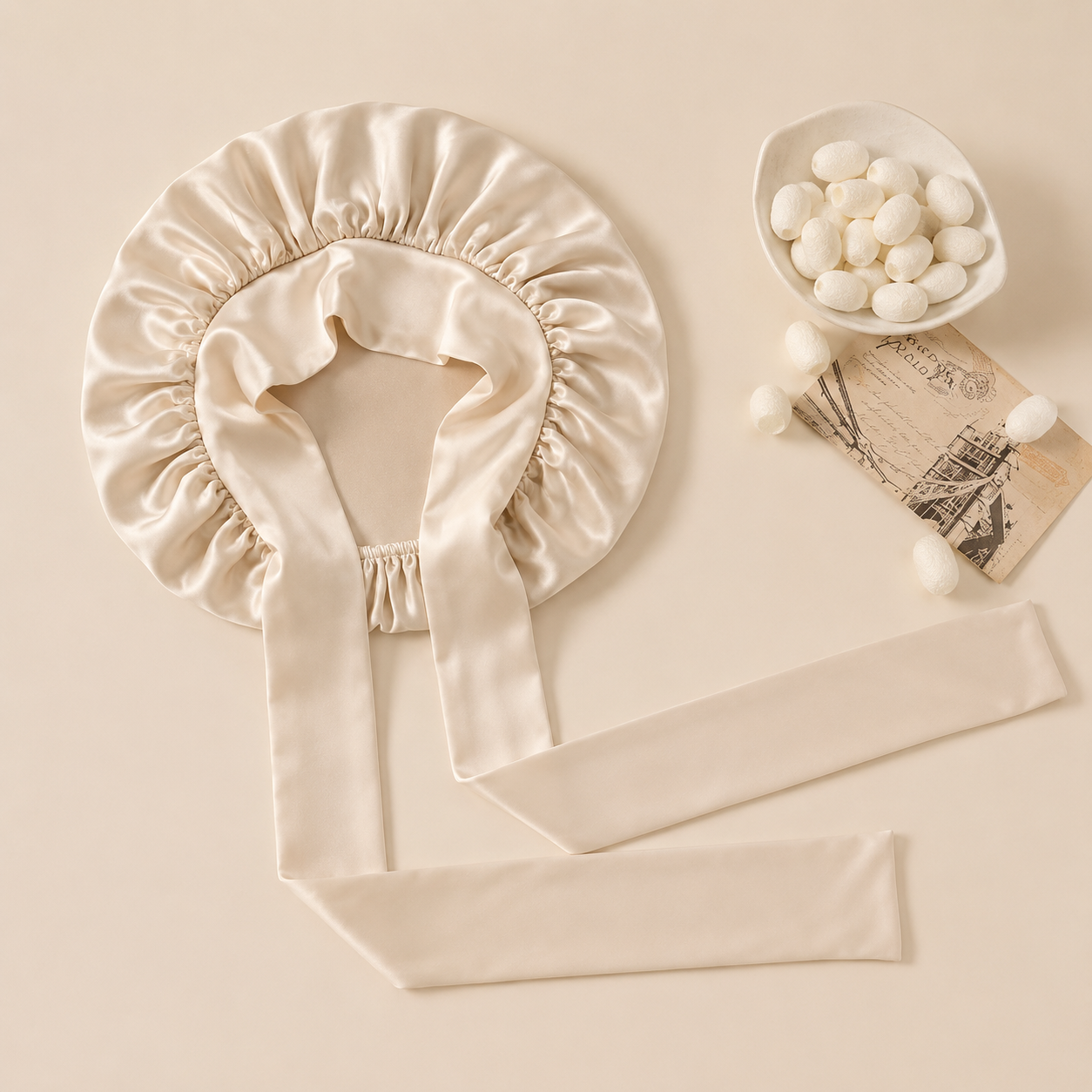 Bonnet de nuit en satin de soie de mûrier — The Silk Hour